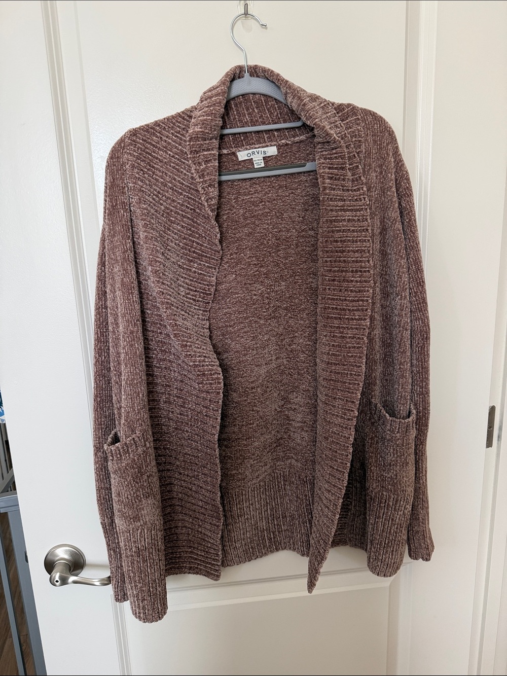 Orvis Cozy Brown Shawl-Collar Cardigan